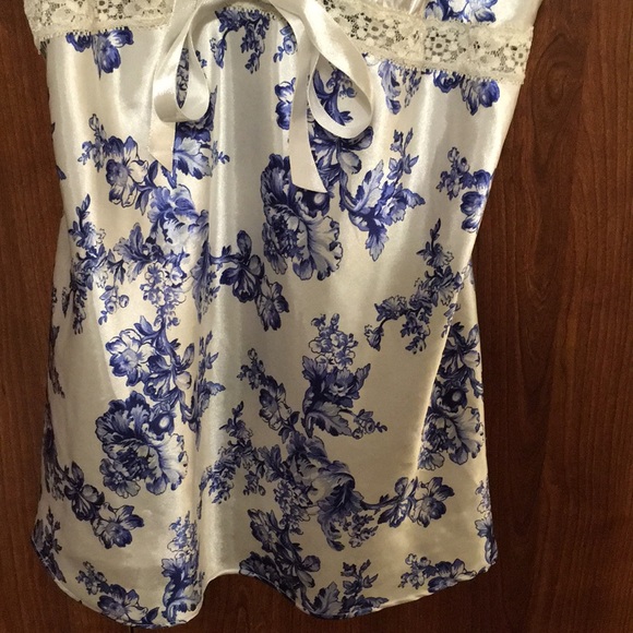 Satin/Lace Lingerie Camisole🤍Cream/Blue💙CATO (S) - Picture 3 of 7
